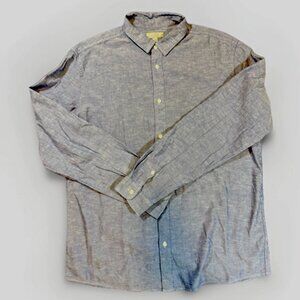 COS Mens Medium Cotton And Silk Dress Shirt Heather Blue Denim